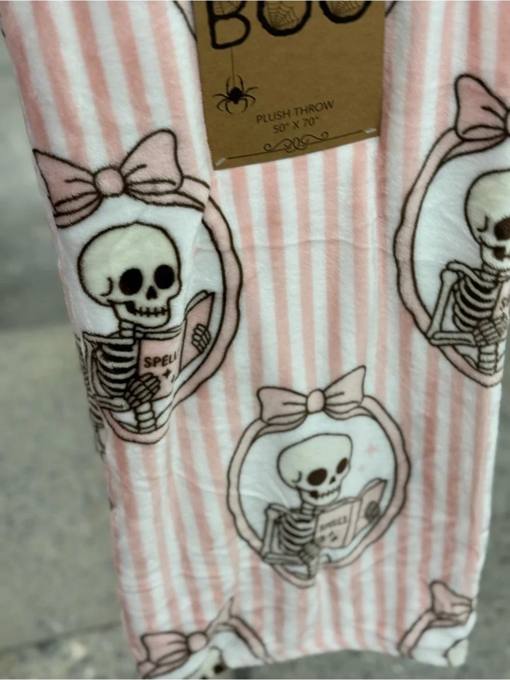 Plush Pink Striped Skeleton Throw Blanket - Collection